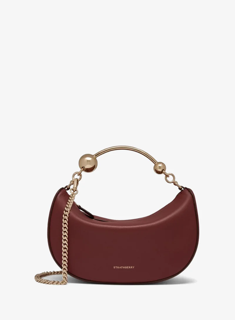 Leather Crescent Moon Top Handle Bag